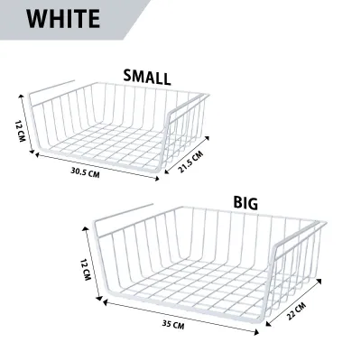《 𝗨𝗧𝗜𝗟𝗜𝗭𝗘 𝗦𝗣𝗔𝗖𝗘 》 Under Table Shelf Hanging Rack Kitchen Pantry Storage Organizer Steel Basket Holder Rak Kabinet 下挂篮