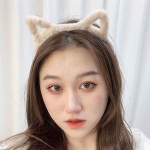 【♡Lovely girls house♡】Sweet Plush Cat Ears Hair Band for Women Girls  Korean Style Washing Face Hair Accessories Cute Head Hoop