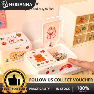 hebeanna กล่องจัดระเบียบโต๊ะเครื่องสำอางลายการ์ตูนน่ารักพร้อมฝาปิดที่เก็บเครื่องประดับขนาดเล็กที่เก็บเครื่องสำอาง