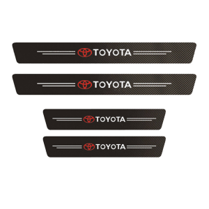 4pcs/Set Car Door Side Step Sill Strip Carbon Fibre Leather Anti Scratch Protector Sticker Fiber for Toyota Honda Mitsubishi Nissan Lexus Car pedal protection strips Anti-collision strips Decorative supplies and accessories