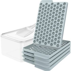 【🚀SG】104-grid round ball ice tray 4-piece set made of food-grade PP material with storage box + ice shovel 圆形冰格4件套 快速冰格