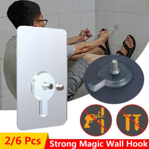 2/6 Pcs Heavy Duty No Drill Screw Stick-On Punch Nail Screw Super Sticky Strong Home Living Kitchen Adhesive Magic Wall Hook Hanger#1