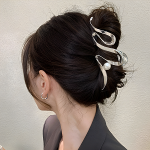 JH Jepit rambut korea pita logam jaw clip aksesoris rambut wanita extension bentuk hiu bahan metal