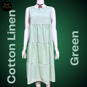 Thea Long Tier Maxi Dress for Women Cotton Weave Casual Plain FreeSize M to semi XL Comfortable Fashion