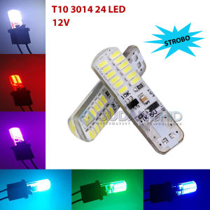 Lampu LED Senja T10 3014 12V Gel Jelly Strobo Flash Kedip 24 Mata