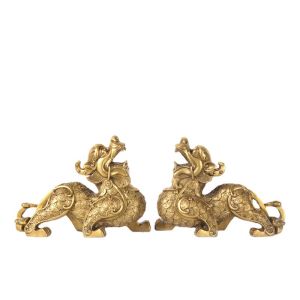 Tỳ hưu mình tài lộc bằng đồng phong thủy cao 12cm dài 17cm nặng 1.3kg/đôi