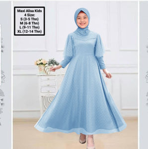 Gamis Anak Dan Remaja Perempuan Terbaru /Maxi Alisa Kids  3-14 Tahun Matt Moscrepe Mix Tille Onde