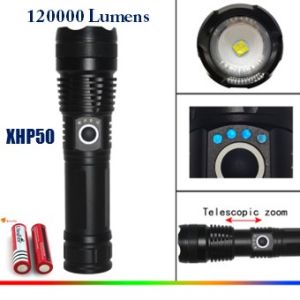 SENTER LED P50 SUPER TERANG JARAK 1000 METER 120000 LUMENS/SENTER LED STROBO/SENTER LED TAHAN AIR/SENTER LED JARAK JAUH/SENTER LED SOROT SUPER TERANG/SENTER LED ALMUNIUM/SENTER LED PAKET LENGKAP FULL SET