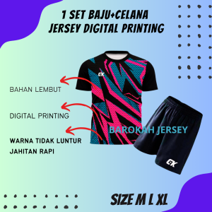 BAJU DAN CELANA BULUTANGKIS SETELAN BADMINTON VOLLY FUTSAL KAOS JOGGING RUNNING PRINTING