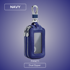 Gantungan Dompet Kunci STNK Mobil Motor Remote Keyless Dual Resleting Transparan Kulit Asli - PANETI