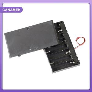 【CANAMEK】 1 2Pcs 8 Slots AA Battery Holder Battery Storage Case Box With Switch & Cover Batteries Standard Container