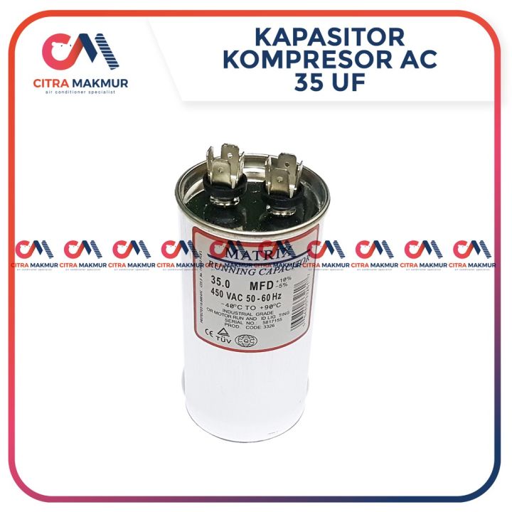Kapasitor AC 35 uF Capasitor Air Conditioner Kompresor Compresor Tabung ...