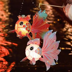 UMBRAULI 3D Koi Goldfish Lanterns DIY Lantern Material Kit Paper Middle Autumn Festival Lantern Portable Chinese Style Dragon Dance Lantern Moon Festival