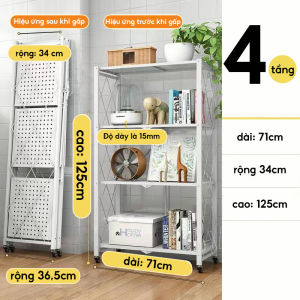 Kệ Sắt KỆ BẾP Kệ Gấp Gọn để lò vi sóng Kệ Để Đồ Đa Năng 3/4/5 tầng sơn tĩnh điện cao cấp