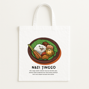 Totebag Kuliner Indonesia Blacu Tebal Resleting Lucu Aesthetic Tas Wanita Pria Souvenir Murah