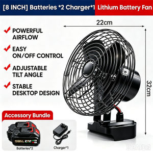 Cordless Fan 8 inch Portable Fan Rechargeable Fan High Power Outdoor Desktop Cooling Fans Adjustable Cordless Fan