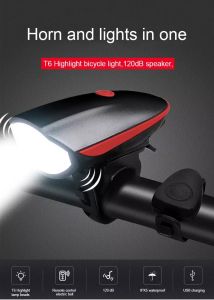 VTTO Rechargeable USB Bikes Cycling LED Light Bicycle Headlight with Horn Waterproof 3 Modes Flashlight lampu basikal