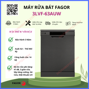 Máy rửa bát Fagor 3LVF-63AUW loại độc lập dung tích 14 bộ A+++ nhập khẩu châu âu bảo hành 3 năm tại nhà