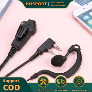 【HOSPORT】2 Pin Walkie Talkie Headset Earphones K-Plug PU Wired Radio Earpiece Headset Dual PTT with Microphone for Kenwood Baofeng 888S TYT