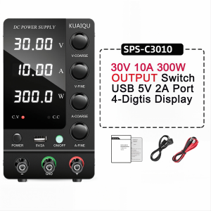 【Ship From PH】KUAIQU 3.7V 6V 12V 24V Smart Charging DC Power Supply 30V 10A 300W Adjustable Variable Lab Bench Supply with Battery Charging & OCP Protection for Mobile Repair SPPS-C3010C