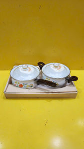 Bộ Quánh và Nồi men Sanko Ware nội địa Nhật size 17cm cao 9cm (mã 1120) (Chưa sử dụng) Dùng được bếp từ