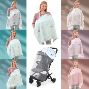 SI958 ตาข่ายแบบตาข่าย ผ้าคลุมให้นมบุตร ผ้าคอตตอน การ์ตูนลายการ์ตูน ผ้าขนหนูพยาบาลกลางแจ้ง ระบายอากาศได้ระบายอากาศ ฝาปิดให้อาหาร ผ้าห่มรถเข็นเด็ก กิจกรรมกลางแจ้งกลางแจ้ง