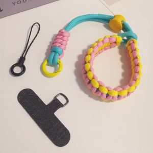 GOLDMINES Polyester Woven Adjustable Phone Straps Colorful Hand-woven Phone Case Braided Lanyard Mobile Phone Chain Exquisite Braided Colorful Wrist Straps Mobile Phone Case