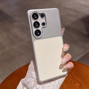 Business Lichee Texture Leather Case For Samsung S26 S25 S24 S23 Ultra Plus FE Shockproof Metallic Paint PC Matte Hard Cover