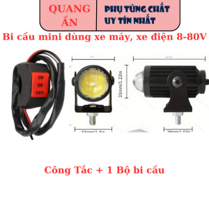 Đèn trợ sáng bi cầu mini dùng được xe máy xe điện ô tô... điện áp hoạt động 8-80V Pha - Trắng COS - Vàng