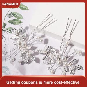 【CANAMEK】 Cổ retro hoa lá tóc Clip ngọc trai pha lê hình chữ U kẹp tóc phong cách cổ xưa Hanfu phụ kiện hiệu suất đám cưới kẹp tóc nhỏ cô dâu mũ nón