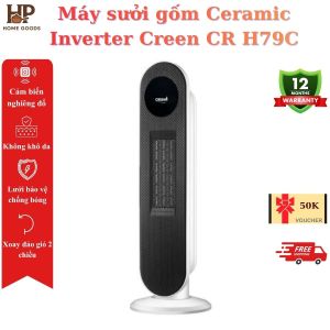 Máy Sưởi Gốm Cao Cấp CREEN CR-H79C Điều Khiển Núm Xoay Công Suất 2000W Tự Ngắt Khi Đổ Không Khô Da