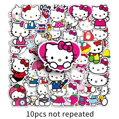 50 cái nhãn dán Hello kitty Sanrio đề can graffiti hình mèo dễ thương đề can chai nước trang trí Tự làm máy tính xách tay nhãn dán vinyl chống nước