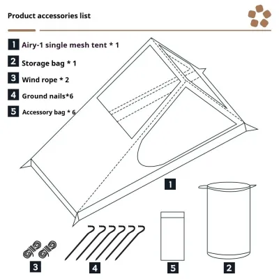 Poleless insect-proof single hiking tent lightweight inner tent breathable pole-free tent backpacking tent 1 person outdoor camping trekking
