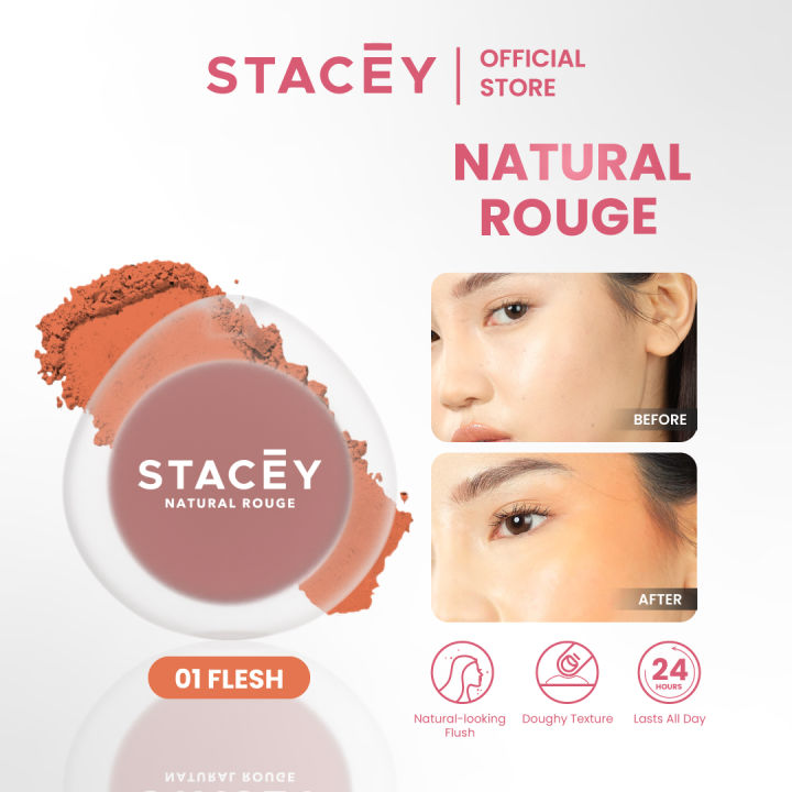 Stacey Natural Rouge Makeup Blush Powder - Infused Blush on Creamy Pigmented