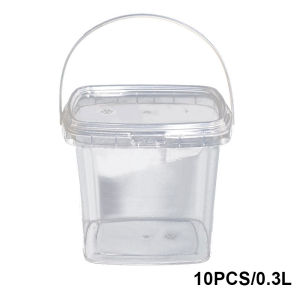 10Pcs 300/500ml Clear Food Container Stackable Dessert Box For Office Cold Drinks