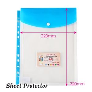 A4 11 Holes PP Sheet Protector Button Bag | File Holder | Document Holder | Pocket File with 11 Holes