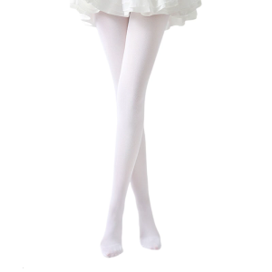 Girls Dance Tights 80D Velvet Fabric Snagging Resistant Technology Comfortable Ballet Leggings Reinforced Foot White