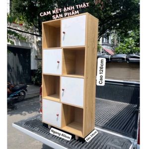 Tủ gỗ ô vuông 8 ngăn sole. Tủ decor phòng ngủ phòng khách 8 ngăn C126 x R60 x S24cm. Gỗ MDF phủ Metamine chống thấm cao cấp. Lắp ráp đơn giản