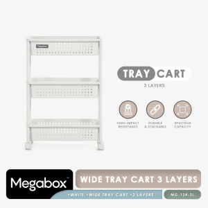 Megabox Versatile Storage Solution - Adjustable Multi-Color Slim/Foldable Tray Cart 3/4-Layer - MG133/MG134