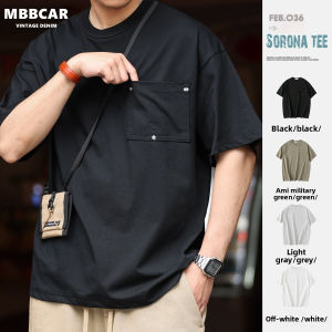 Mbbcar thương hiệu phong cách Mỹ STAPLE Pocket sorona Ice cảm giác Áo thun tay ngắn nam giới thiết kế lỏng lẻo cityboy Áo Thun Cổ Tròn