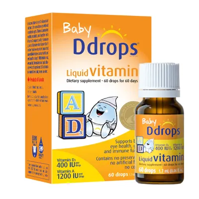 Ddrops Liquid Vitamin A 1200 IU & Vitamin D3 400 IU - For Baby 0 to 1 Year Supports Retinal Health vitamin d for kids Essential vitamins A and D for picky eaters( 1.7ml/60drops)