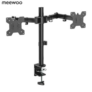 Meewoo Dual Monitor Desk Mount Fully Adjustable Steel Stand Holds 2 Computer Screens up to 30 inch