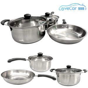 Stainless Steel 3-Piece Saucepan Set with Transparent Lids and Cool Touch Handles for Versatile Cooking