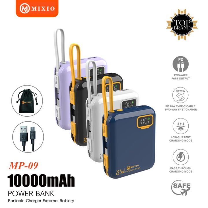 MIXIO MP-09 10000mAh Powerbank Mini 20W With Kabel Fast Charging