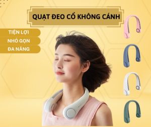 Quạt Đeo Cổ USB Mini Tích Điện Không Cánh Tiện Lợi Có 3 Cấp Độ Gió Dáng Thể Thao Dung Lượng Pin Lớn 4000mAhm Quạt đeo cổ siêu mát Quạt điện mini