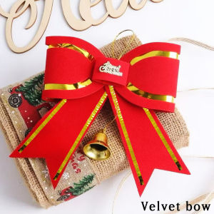 Christmas Red Bow Velvet   Christmas Seasonal decoration  Big red bow with bell   Christmas gift bow HIEM