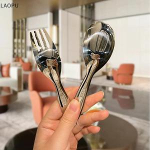 🎉【Low price】🎉LAOPU Stainless Steel Round Spoon Net Red Golden Dinner Long Handle Stirring Dessert Spoons For Kitchen Accessories Gadgets