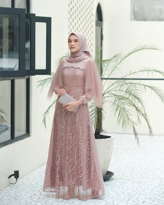 Termurah!!! Gamis lebaran luna dress brokat kombinasi / fashion muslim  wanita / baju terbaru | Lazada Indonesia