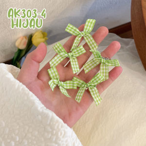 Jepit Rambut Korea Anak Perempuan Pita Motif Kotak Warna Warni Aksesoris Jepitan Wanita Kekinian