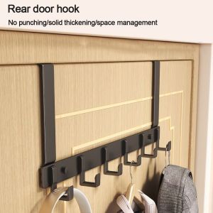 Hooks Over The Door 6 Hooks Clothes Coat Hat Towel Hanger Home Bathroom Organizer Rack Kitchen Accessories Holder h260612